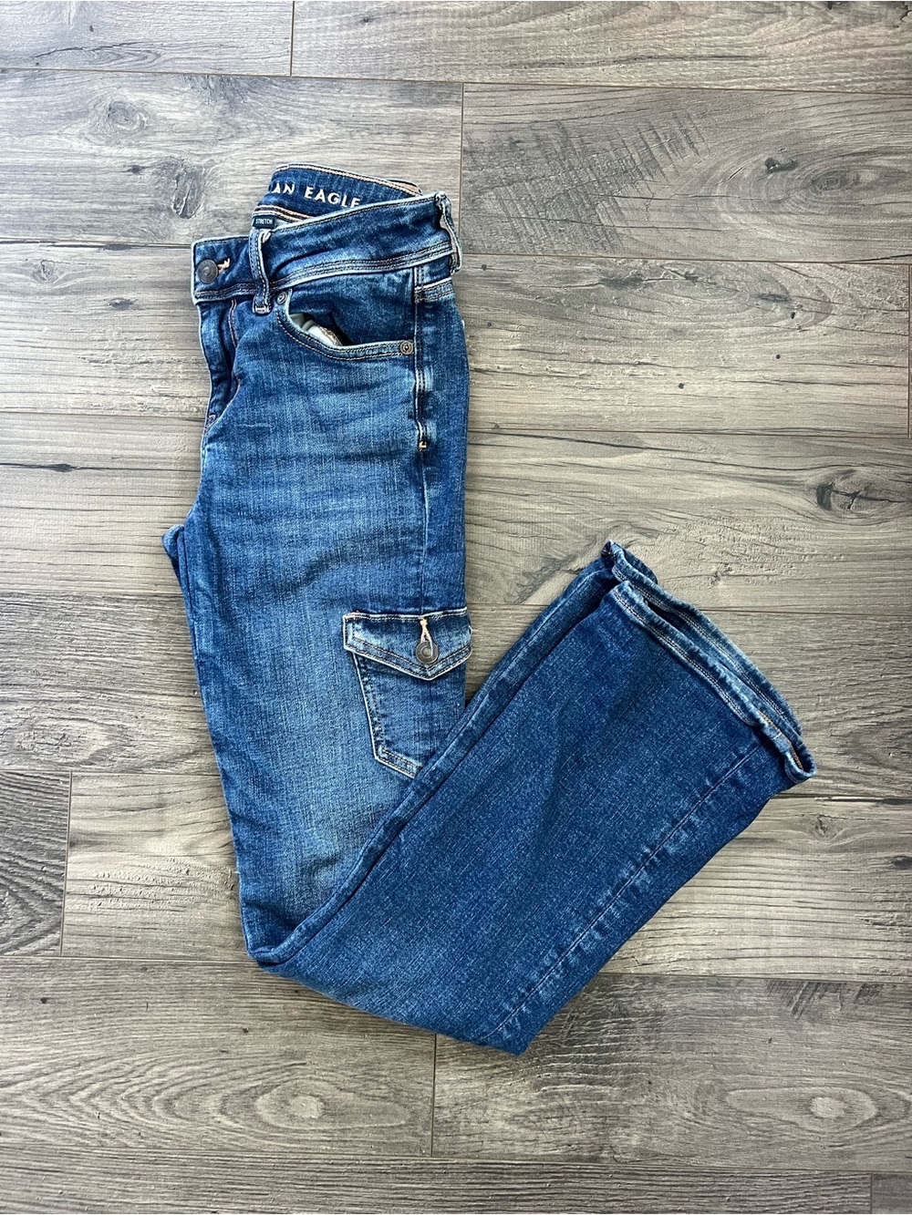 American Eagle Outfitters Men’s Blue Relaxed Cargo Jeans